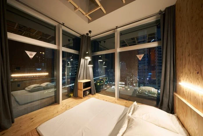 A sleeping space at Book and Bed Tokyo