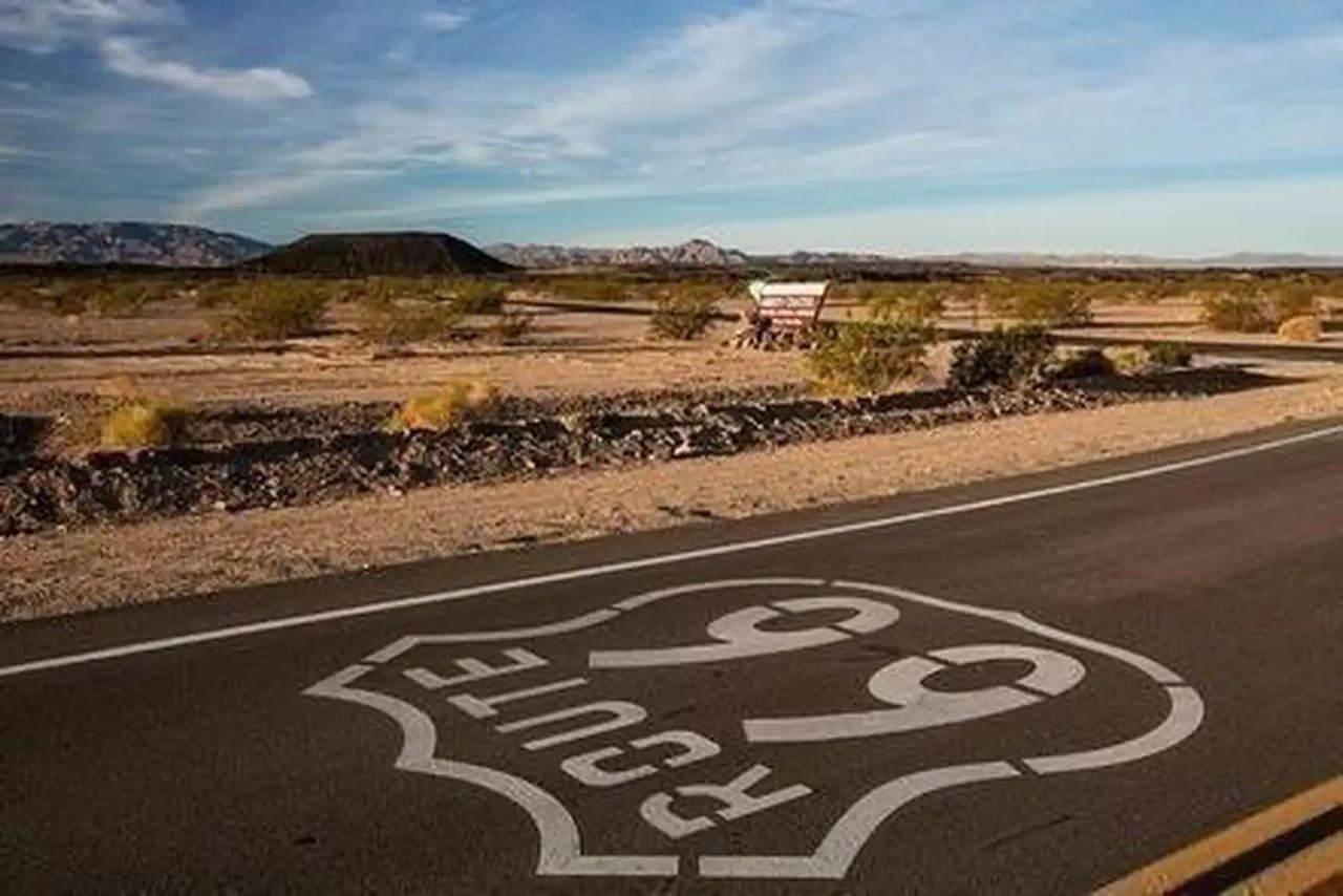Route 66 in front of Amboy Crater
