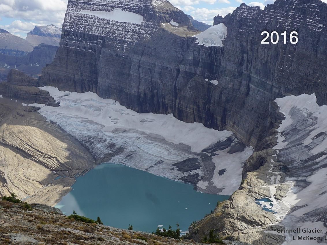 Grinnell Glacier from Lower Grinnell Ridge in 2016