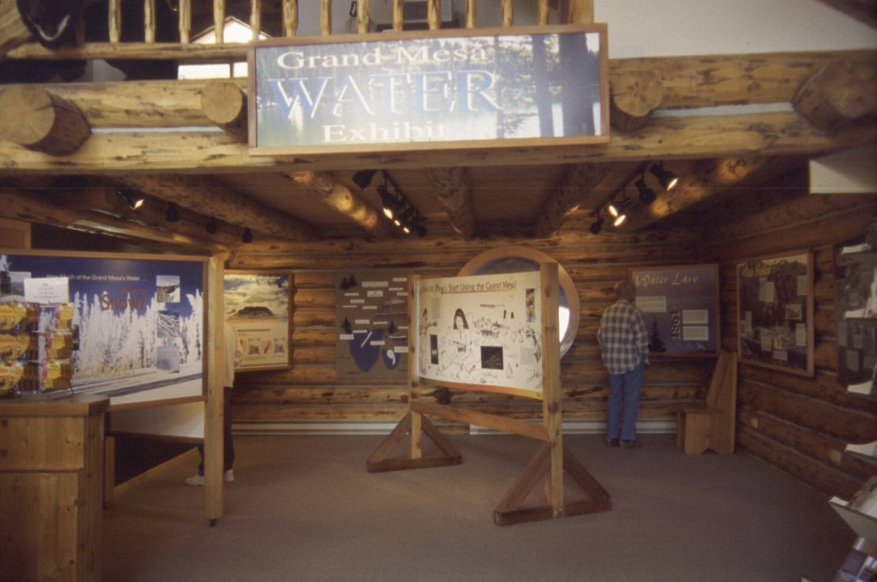 The water exhibit, located in the Grand Mesa Visitor Center on top of the Grand Mesa, was developed under a grant in 1997.